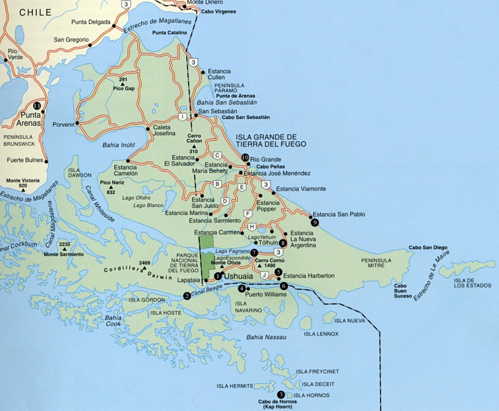 mapa Tierra Del Fuego